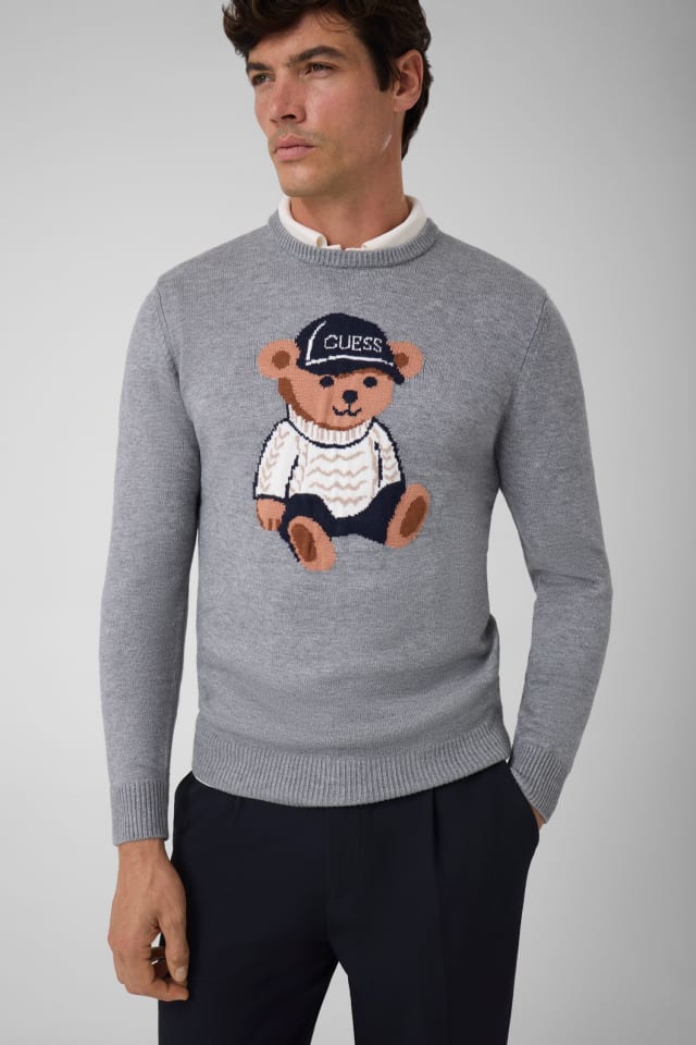 Jersey de cuello redondo con oso