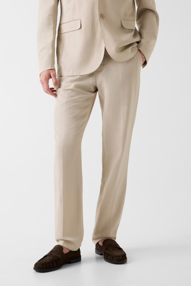 Pantalones slim de mezcla de lino