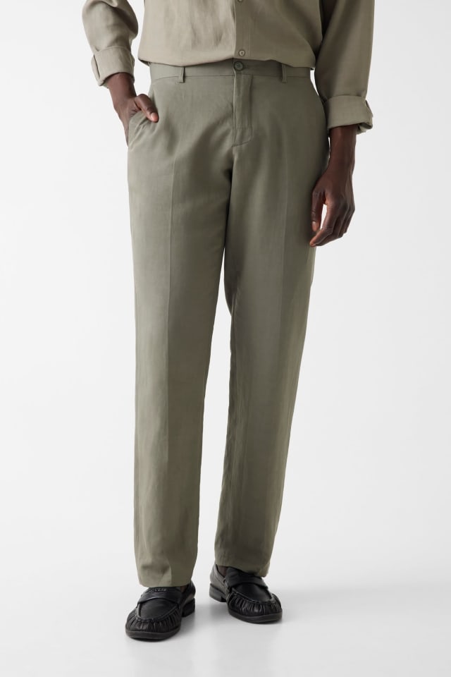 Pantalones slim de mezcla de lino