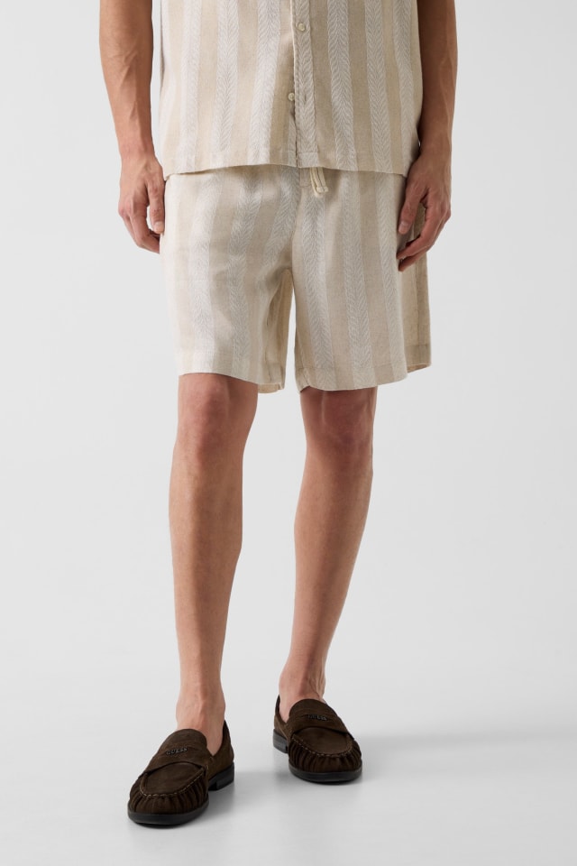 Gestructureerde linnen shorts