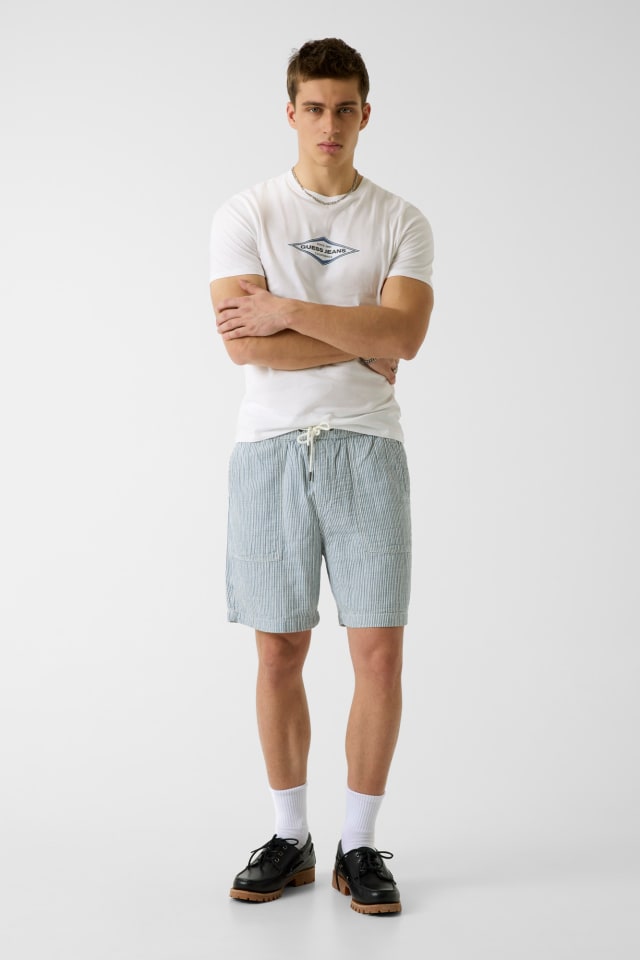 Pantalones cortos a rayas de mezcla de lino