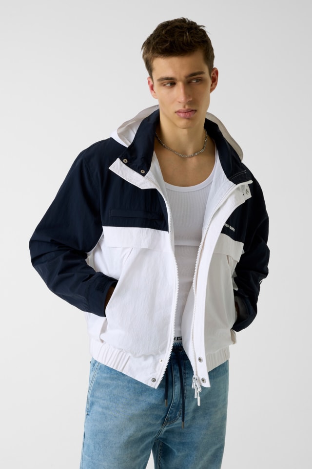 Kleurblok nylon jas