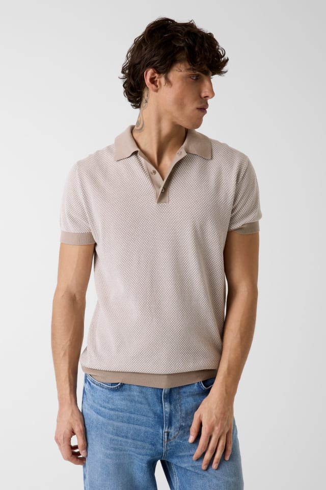 Gestreifter Poloshirt-Pullover