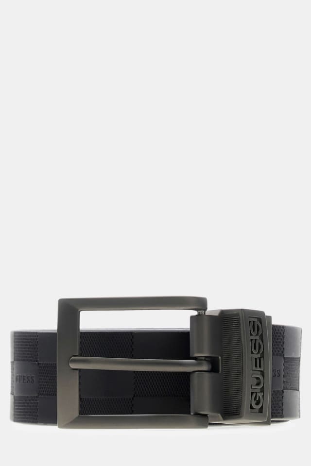 Leather reversible logo belt