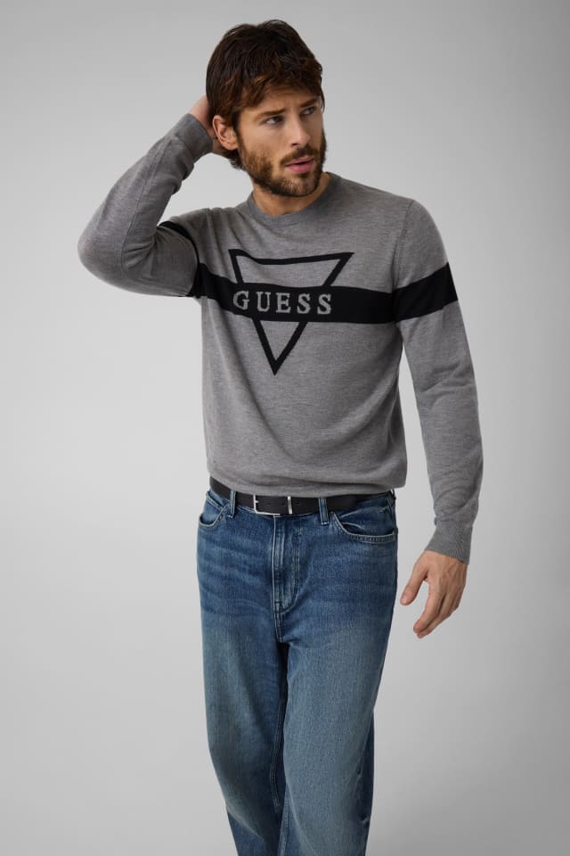 Suéter jacquard com logo triangular