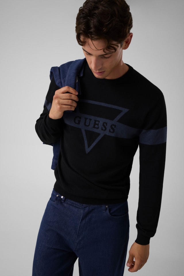 Suéter jacquard com logo triangular