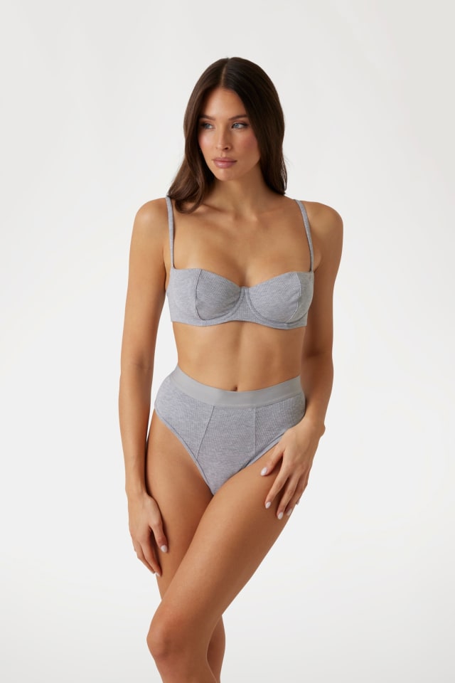 Tessa rib knit balconette bra