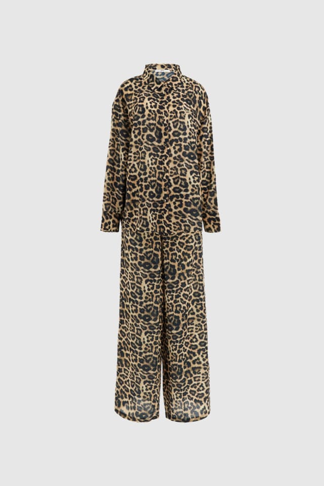 Şifon animalier pijama takımı