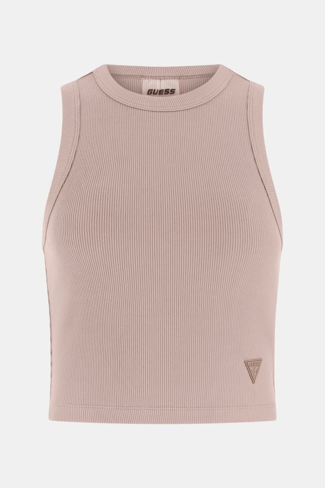 Camiseta sin mangas corta punto canalé