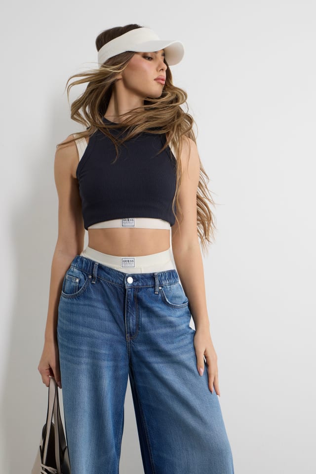 Comfortcana Top canottiera donna in pizzo, alla moda per l'estate