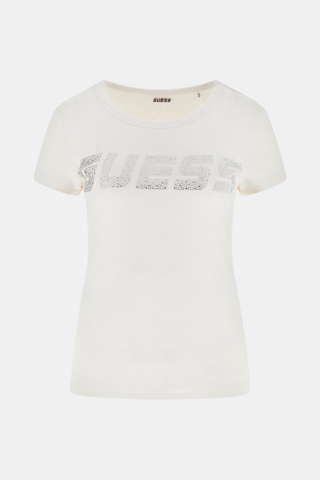 Camiseta con logo de strass
