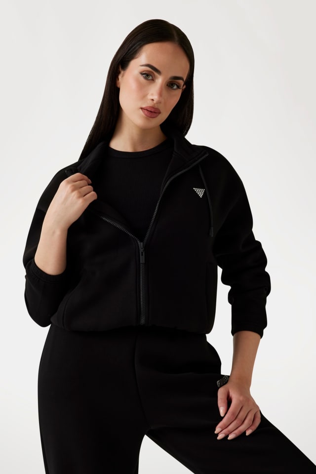 Felpa con zip e strass