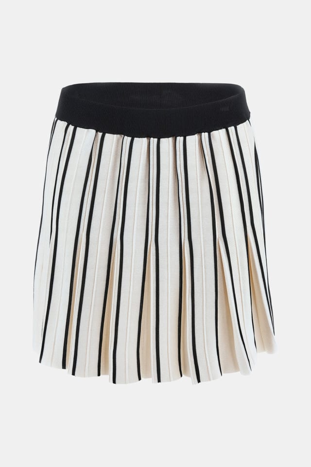 Pleated mini sweater skirt