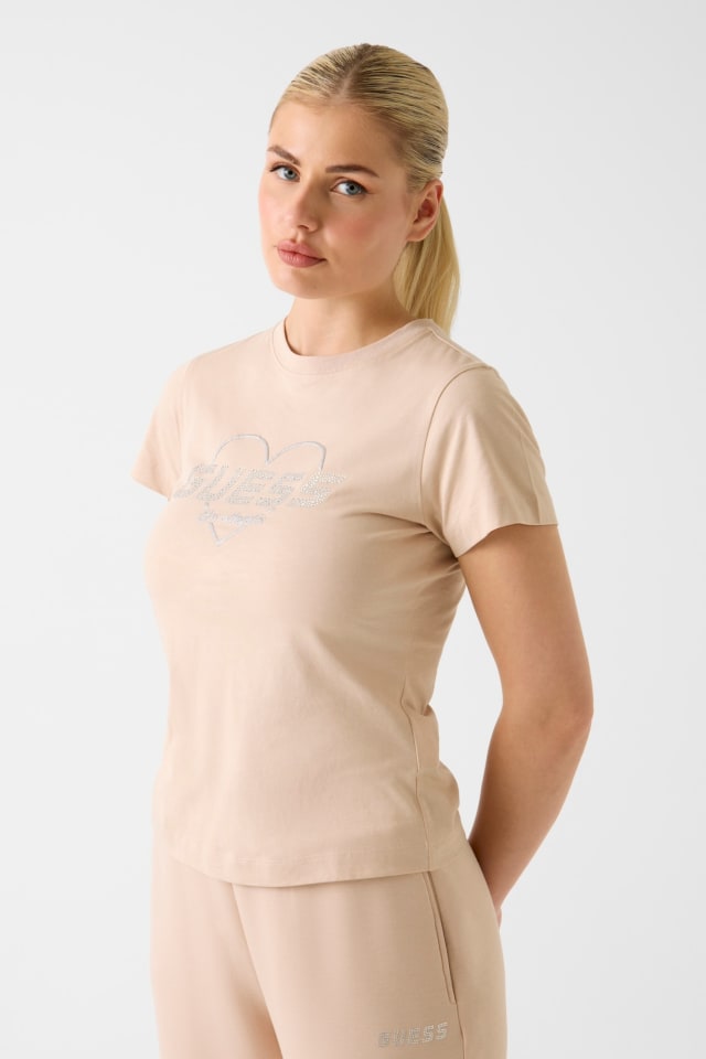 Camiseta con logo de strass