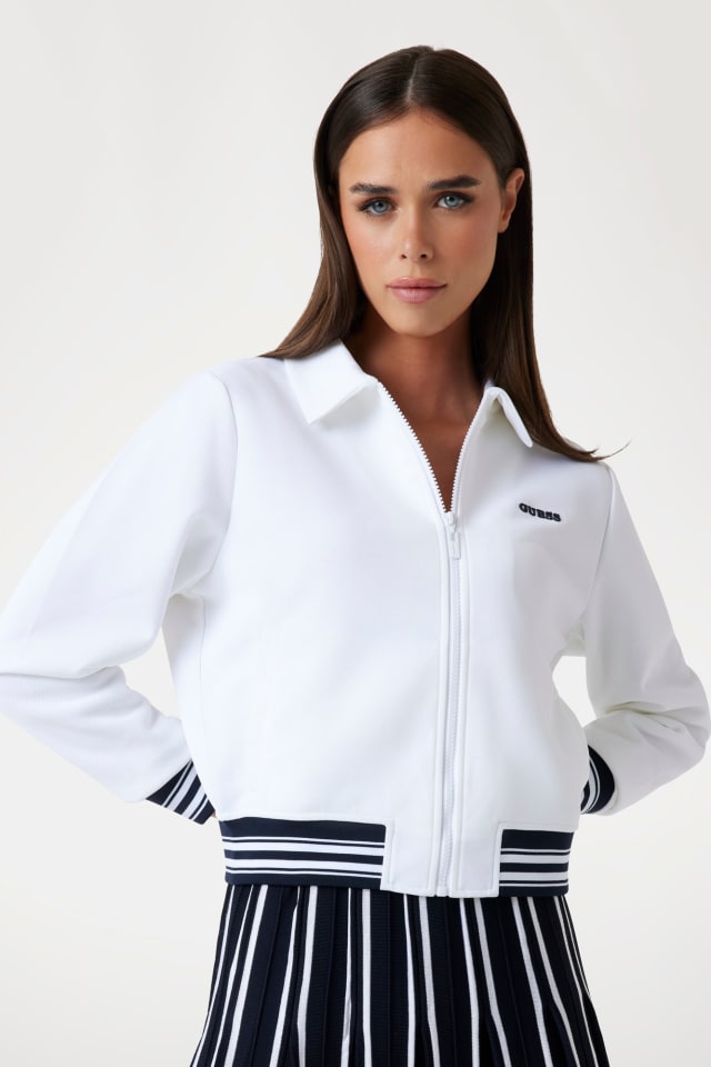 Sweatshirt com logo e fecho correr