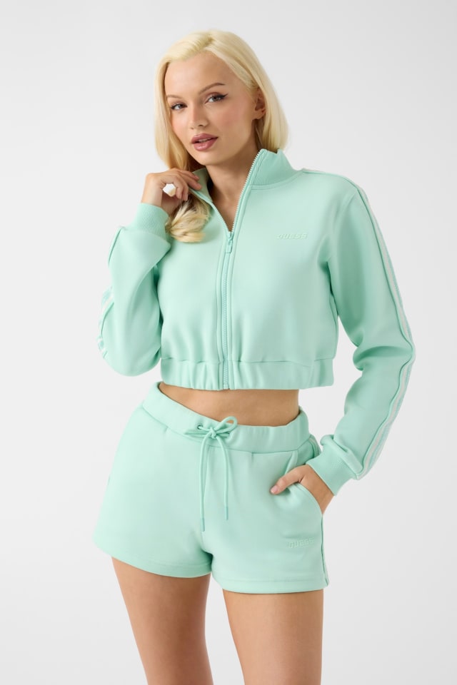 Moletom cropped de gola alta