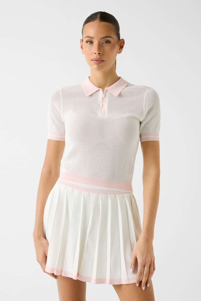 Half-zip cropped polo