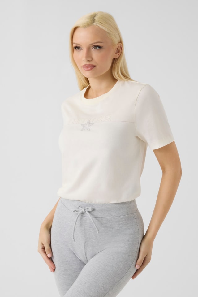 Camiseta con logo de pedrería