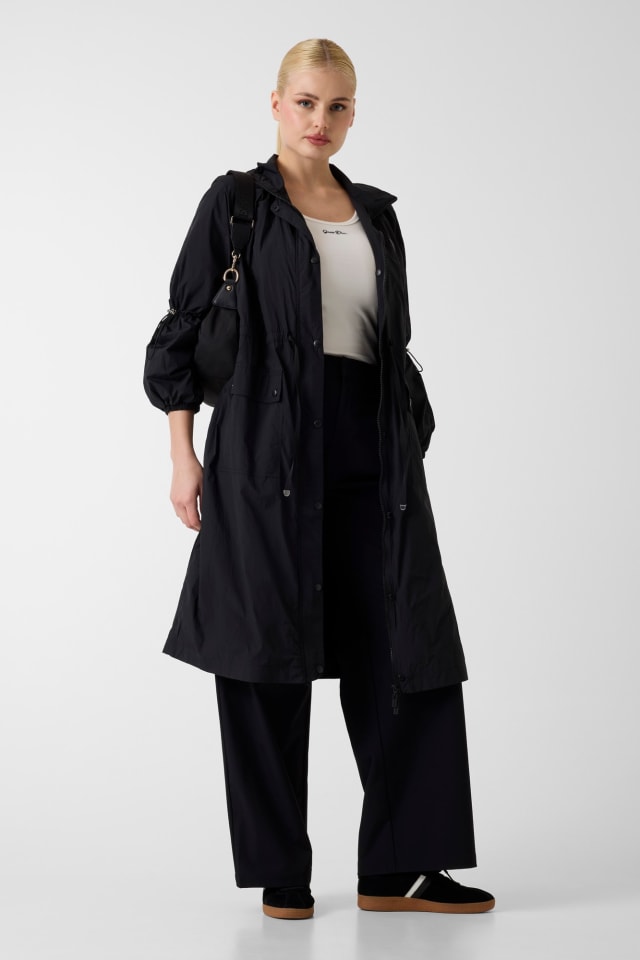 Gabardina maxi de nylon