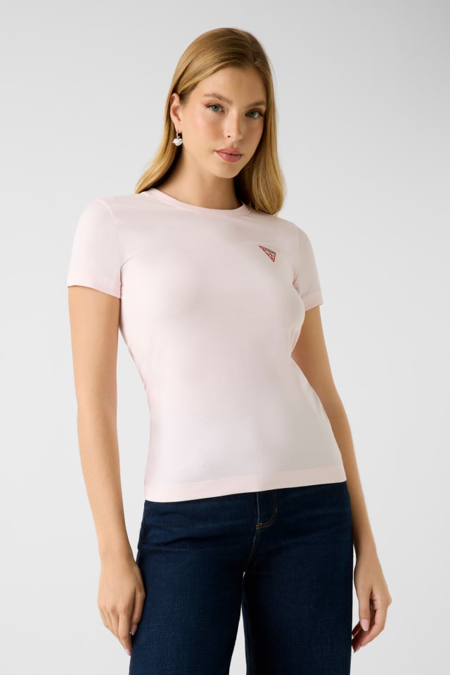 Camiseta stretch com logo triangular
