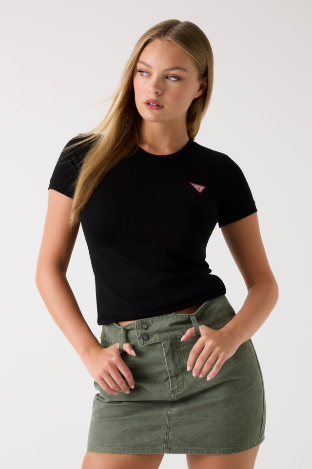 Camiseta stretch com logo triangular