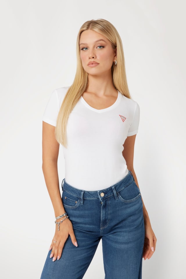 Camiseta stretch com logo triangular