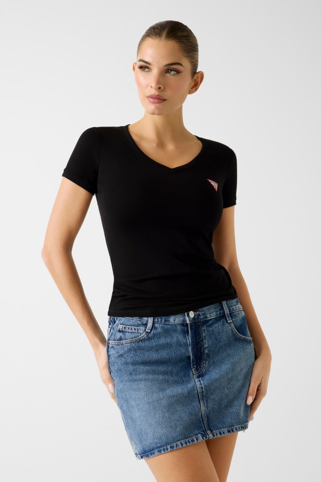 Camiseta stretch com logo triangular