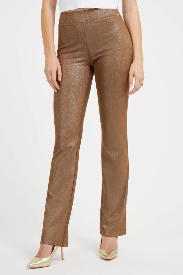 Pantalon bootcut daim synth&eacute;tique