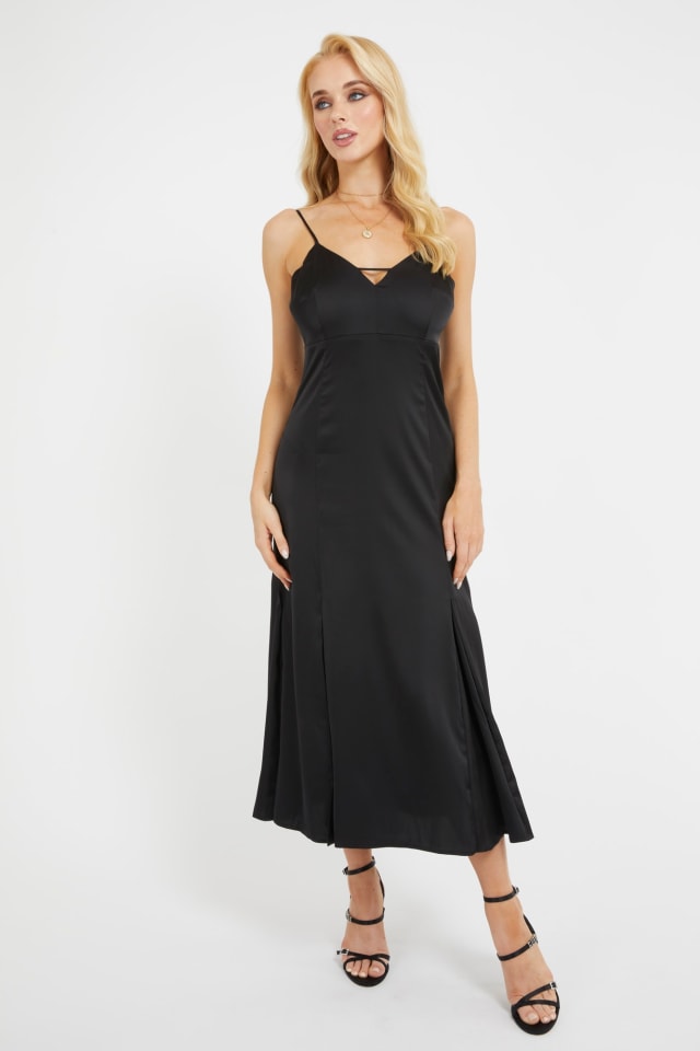Vestido largo de sat&eacute;n