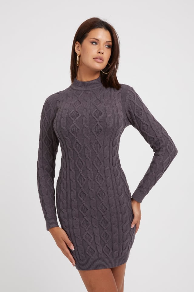 Mini robe-pull maille torsad&eacute;e