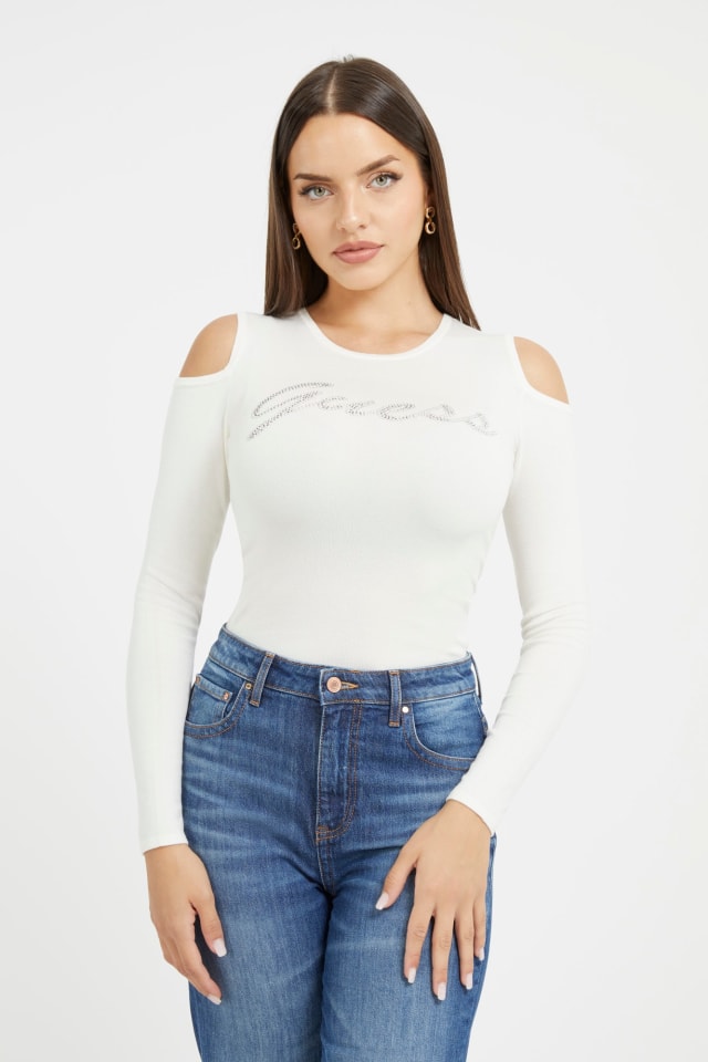 Pull logo frontal strass
