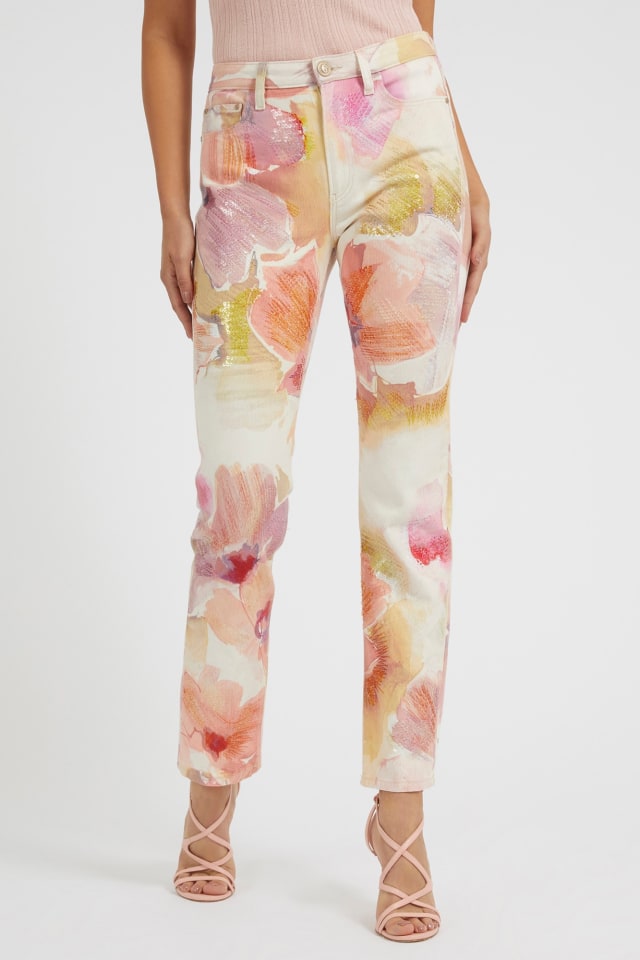 Jean imprim&eacute; floral