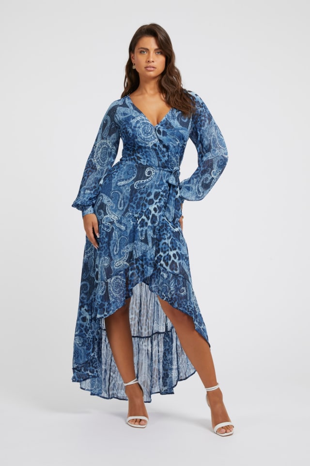Robe longue imprim&eacute; cachemire