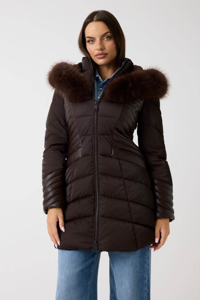 Faux fur hood puffer