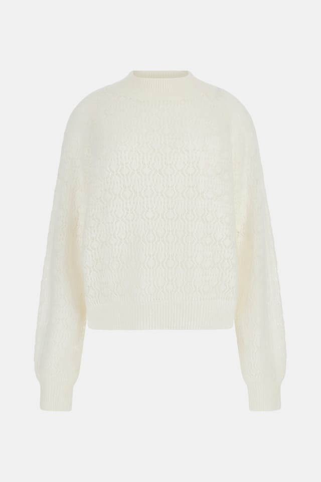 Camisola em mistura de lã rendada