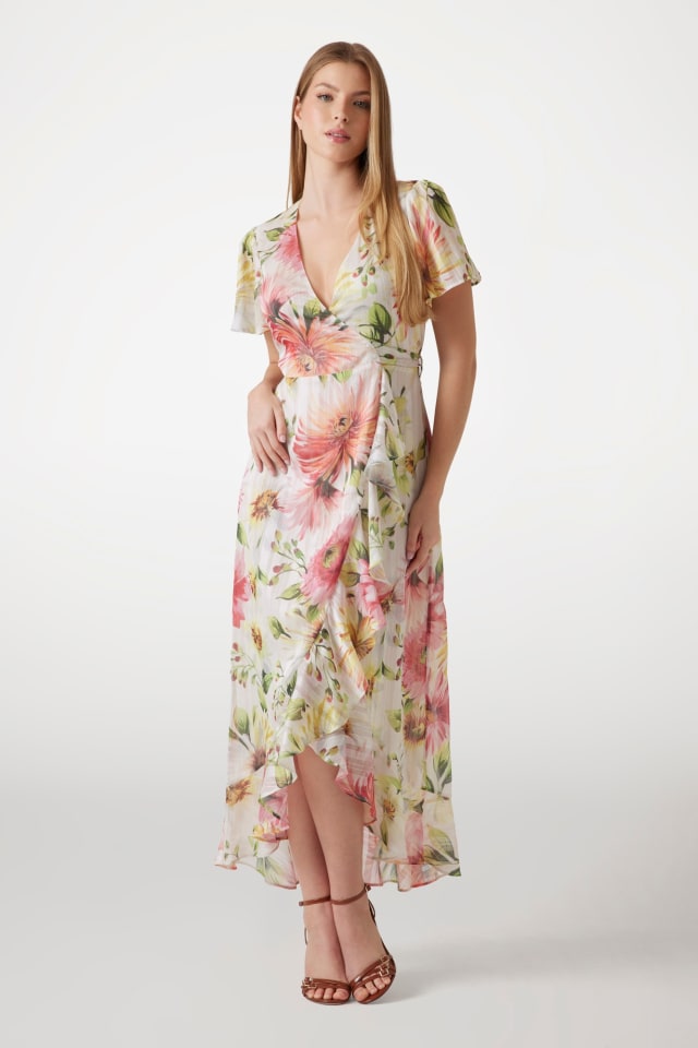 Vestido comprido estampado floral