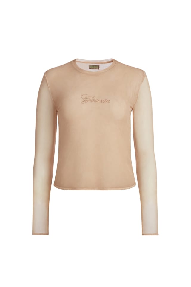 Top logo con strass.