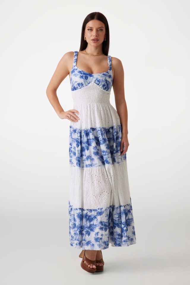 Vestido longo de linho tamanho único