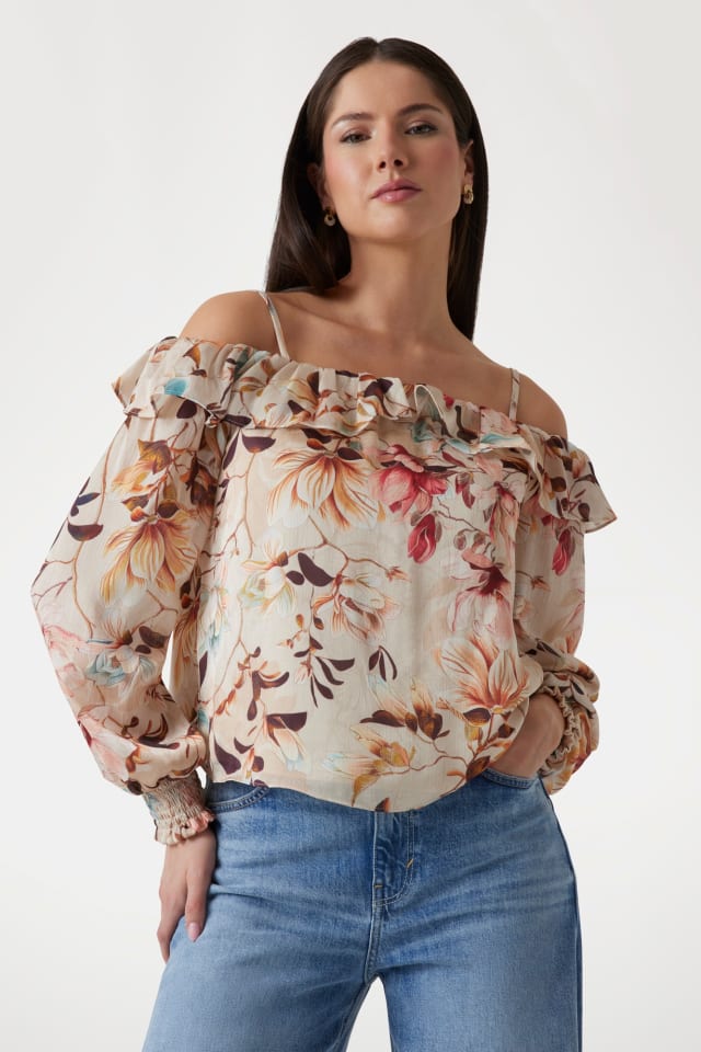 Blusa de chiffon estampada