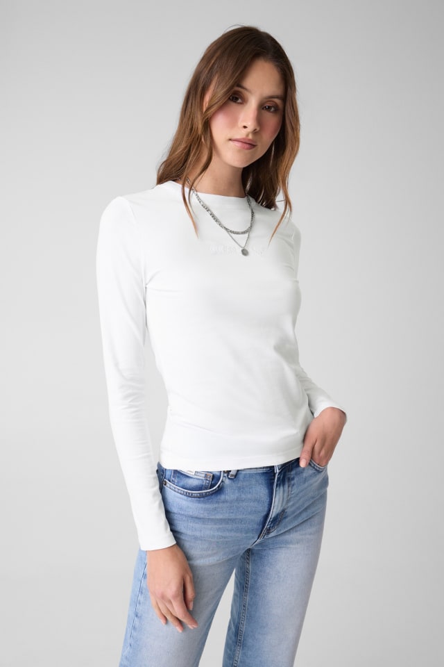 Camiseta de manga larga bordada corte slim