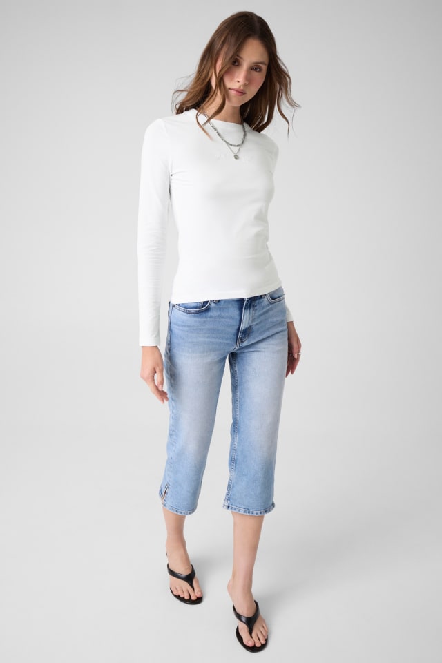 Besticktes Slim Langarm-T-Shirt