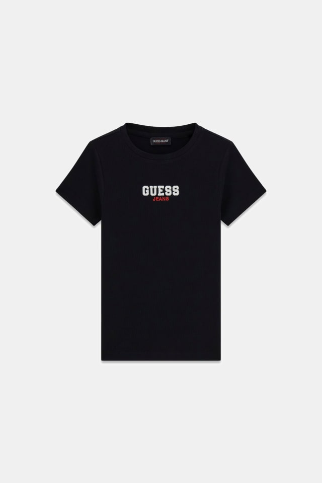 Camiseta bordada de punto acanalado corte slim