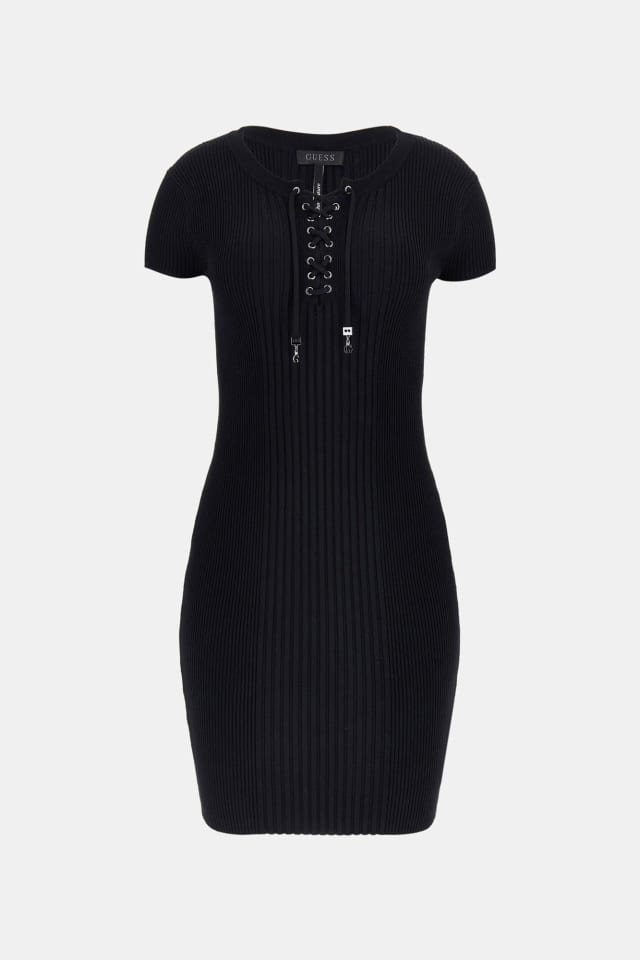 Vestido de malha mini cintado