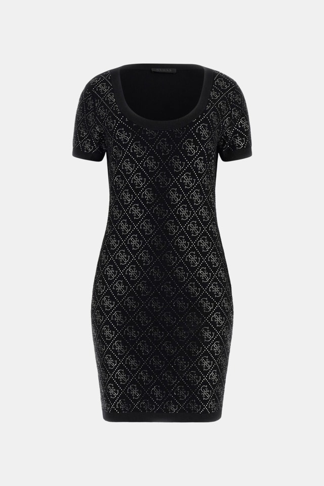 Vestido mini logo 4G com strass