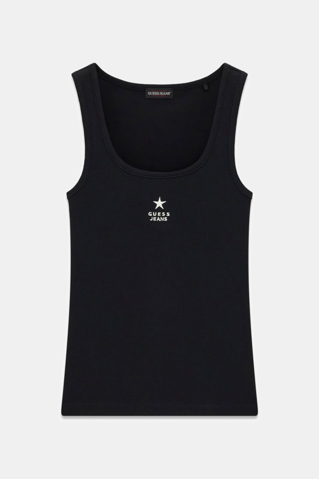 T-shirt manga cava slim com estrela bordada