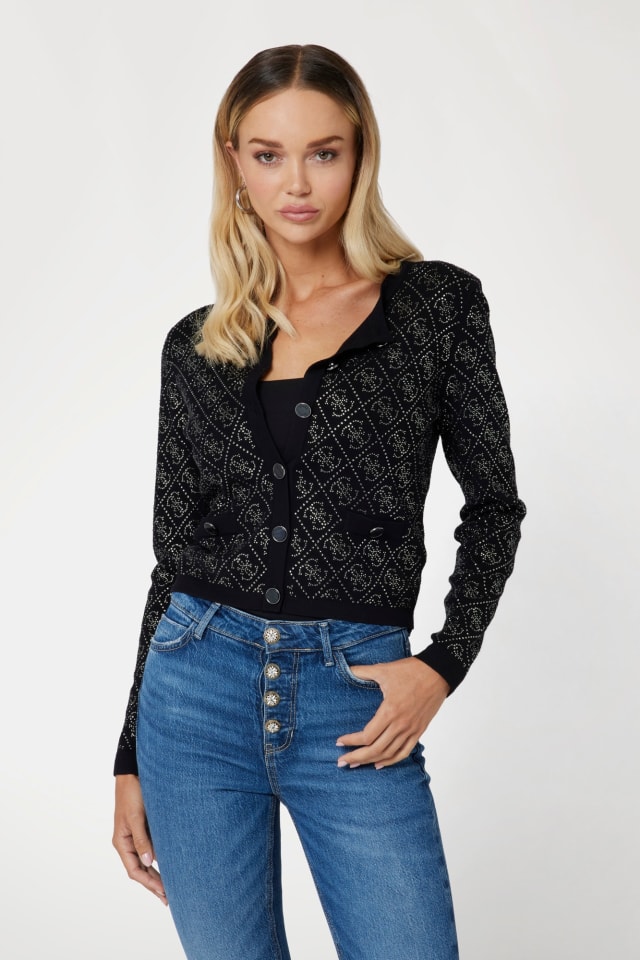 Rhinestones 4G logo cardigan