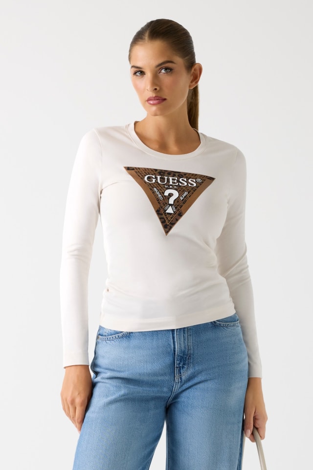 T-shirt slim fit com logo triângulo