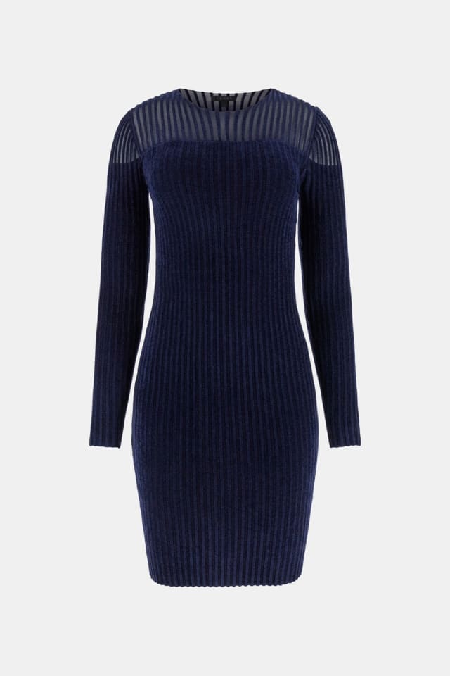 Vestido mini de malha canelada