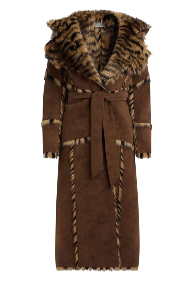 Cappotto lungo in simil pelle scamosciata