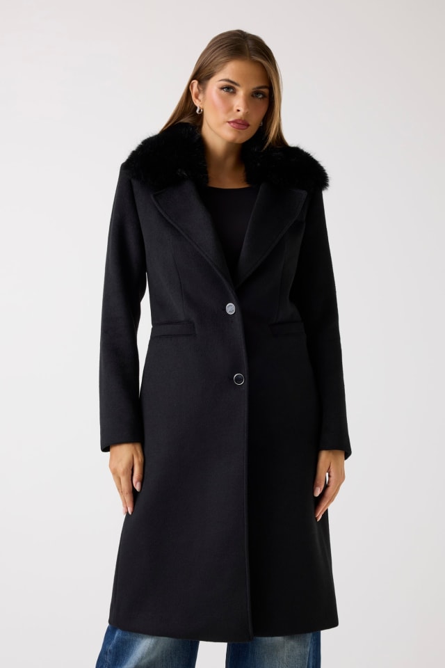 Wool-blend long coat